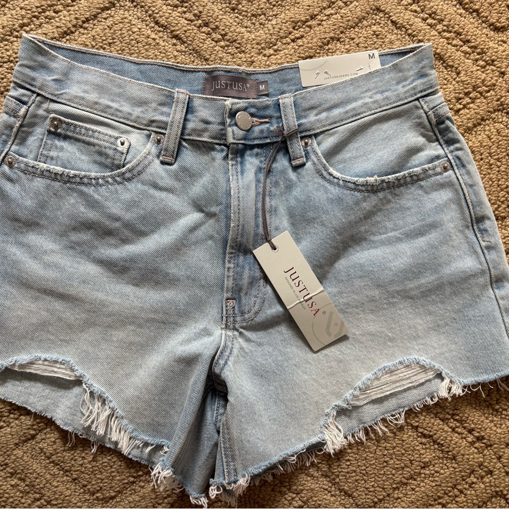 Just USA Light Wash Distressed Denim Cutoff Shorts